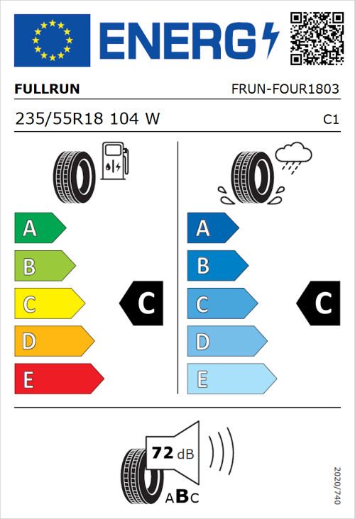 Tyre Label for Fullrun Frun-Four 235/55R18 104W